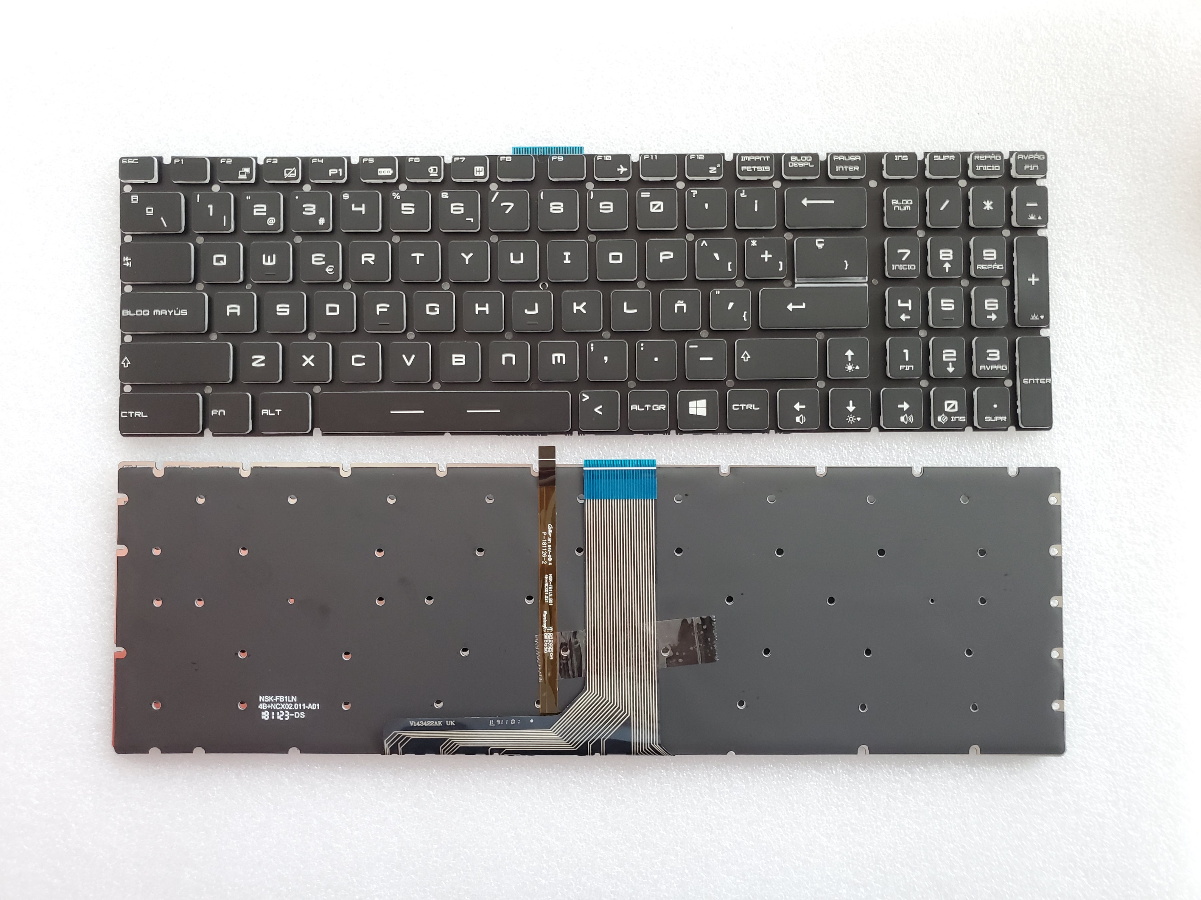 Picture of New Replacement Laptop Keyboard For MSI GS60 small carriage return BLACK Backlit,White Side (OEM) SP Layout